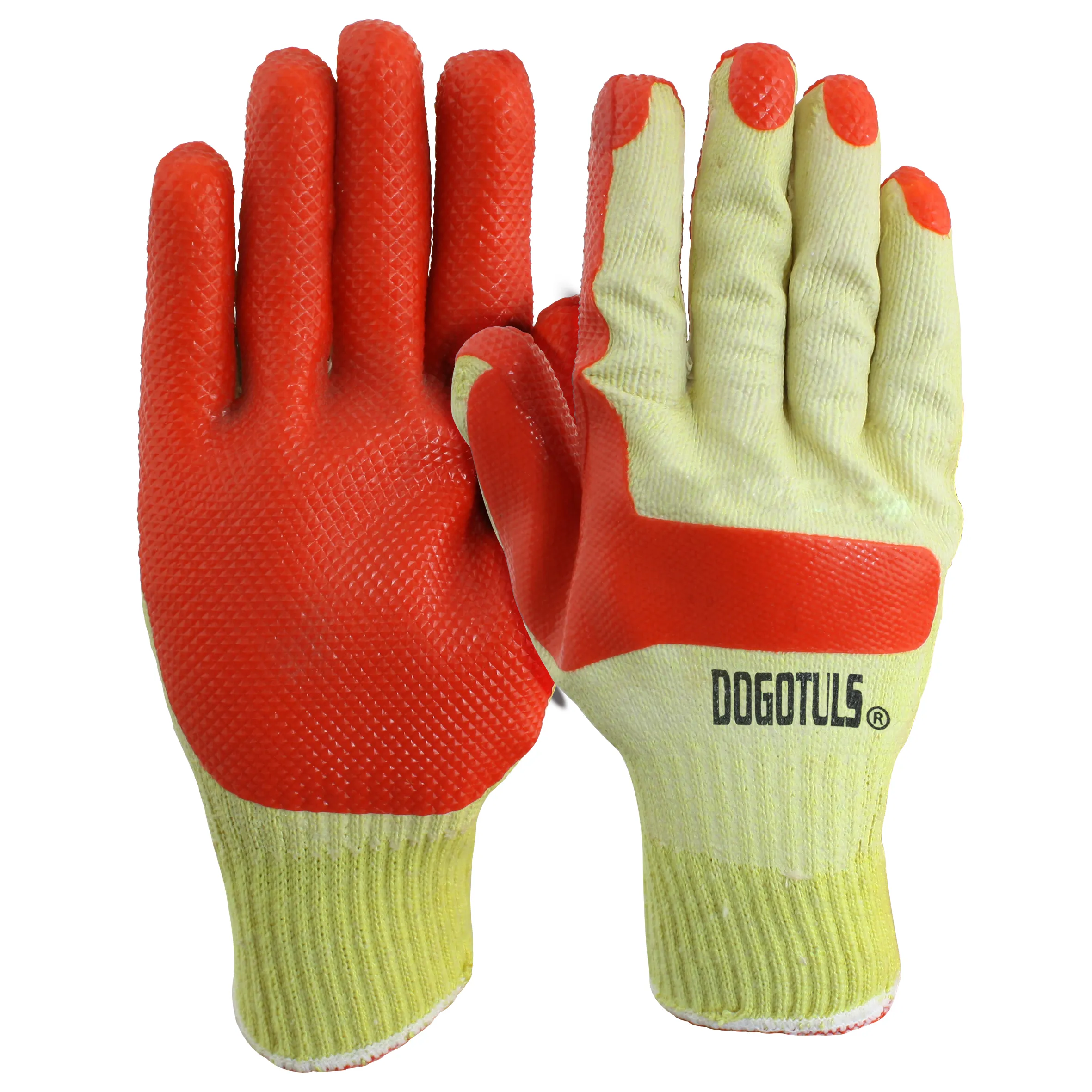 Guante de Construcción Látex Amarillo/Rojo - Paquete 6 Piezas
