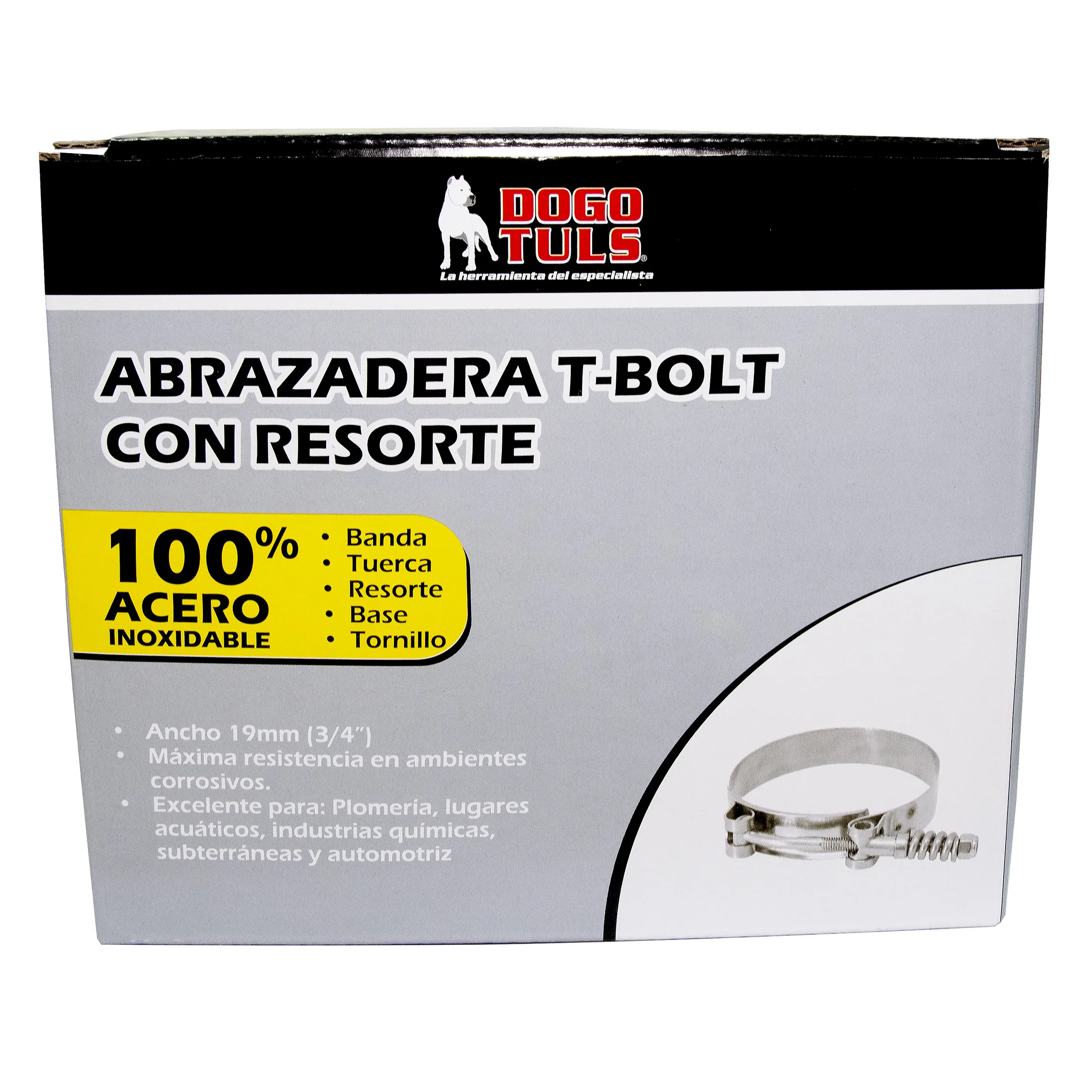 Abrazadera T-Bolt Resorte 83-90 mm Inoxidable - Imagen 4