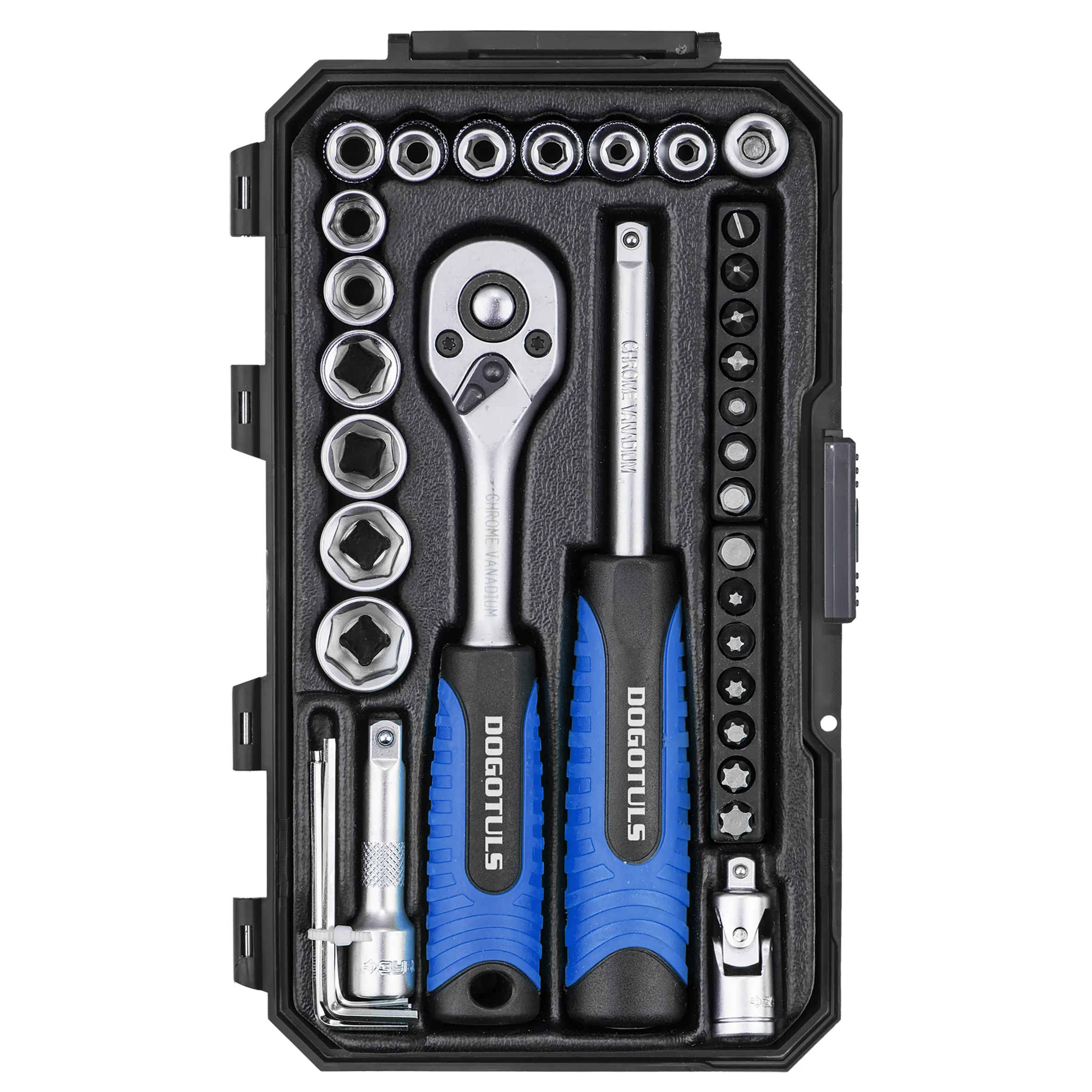 Juego de Matraca 1/4" mm Azul 35 pz